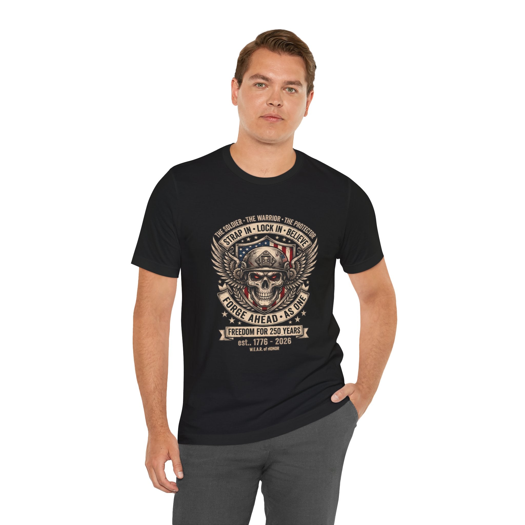 Skull & Wings Freedom Tee – "Forge Ahead As One" Military Tribute T-Shirt