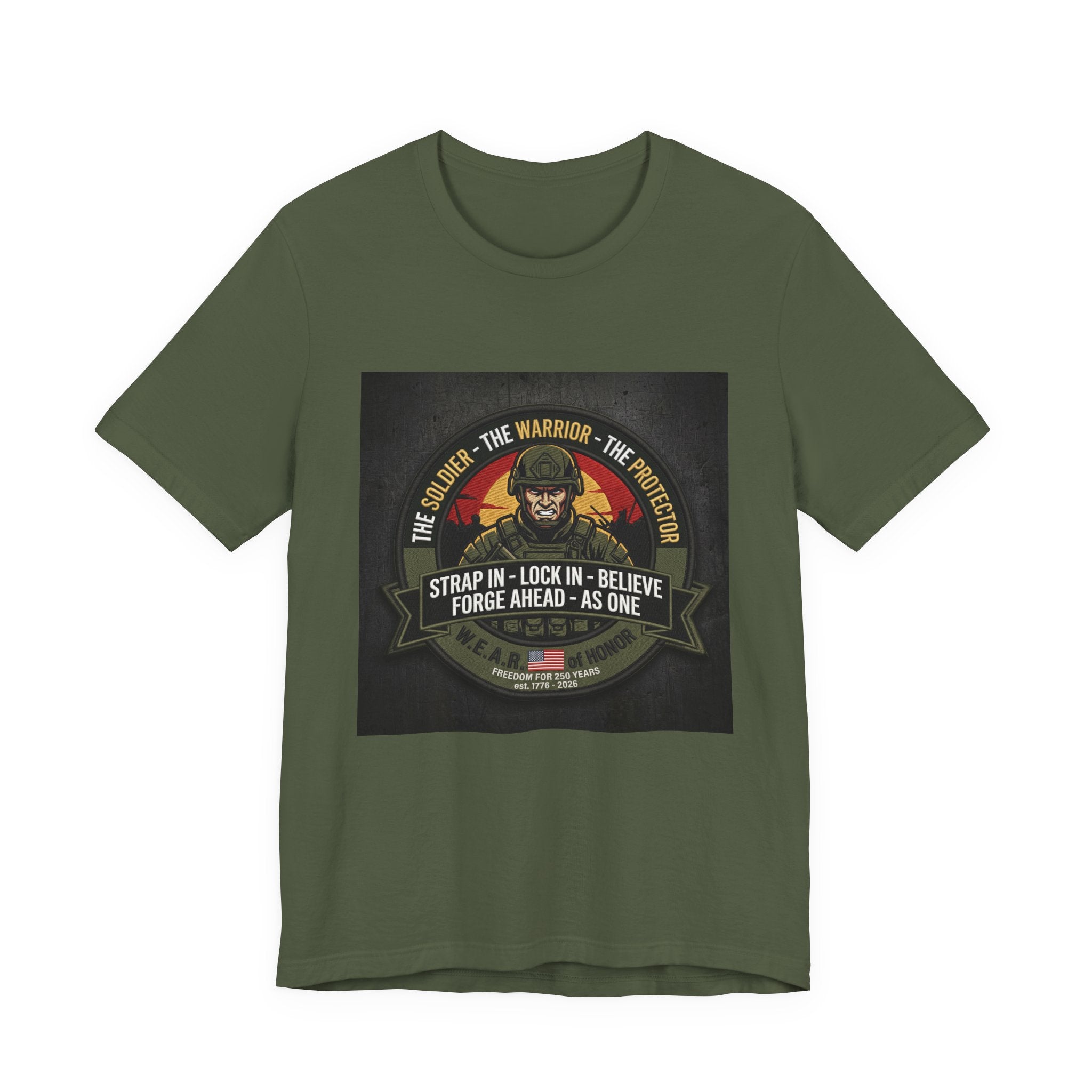 Military Veteran Tribute T-Shirt — "Strap In, Lock In, Believe" Patriotic Combat Tee