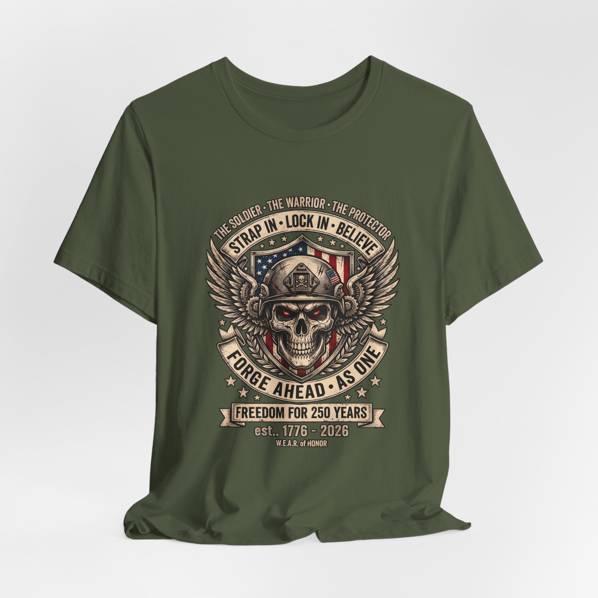 Skull & Wings Freedom Tee – "Forge Ahead As One" Military Tribute T-Shirt