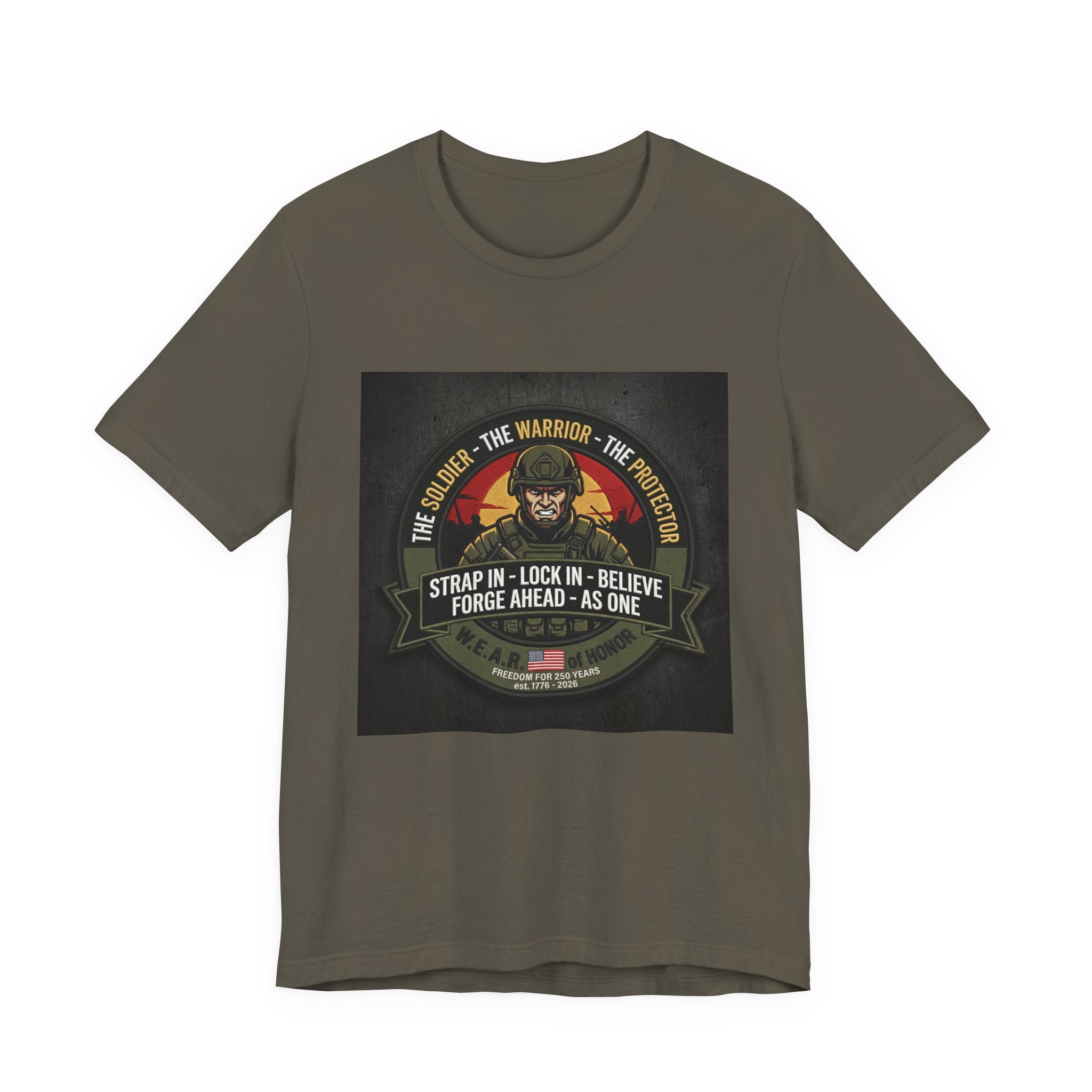 Military Veteran Tribute T-Shirt — "Strap In, Lock In, Believe" Patriotic Combat Tee